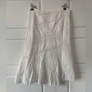 Beth Bowley White Lace Ruffle Trumpet Knee Length Skirt Cottagecore Size 6